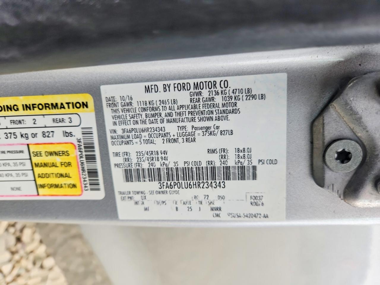 2017 FORD FUSION SE HYBRID photo 13
