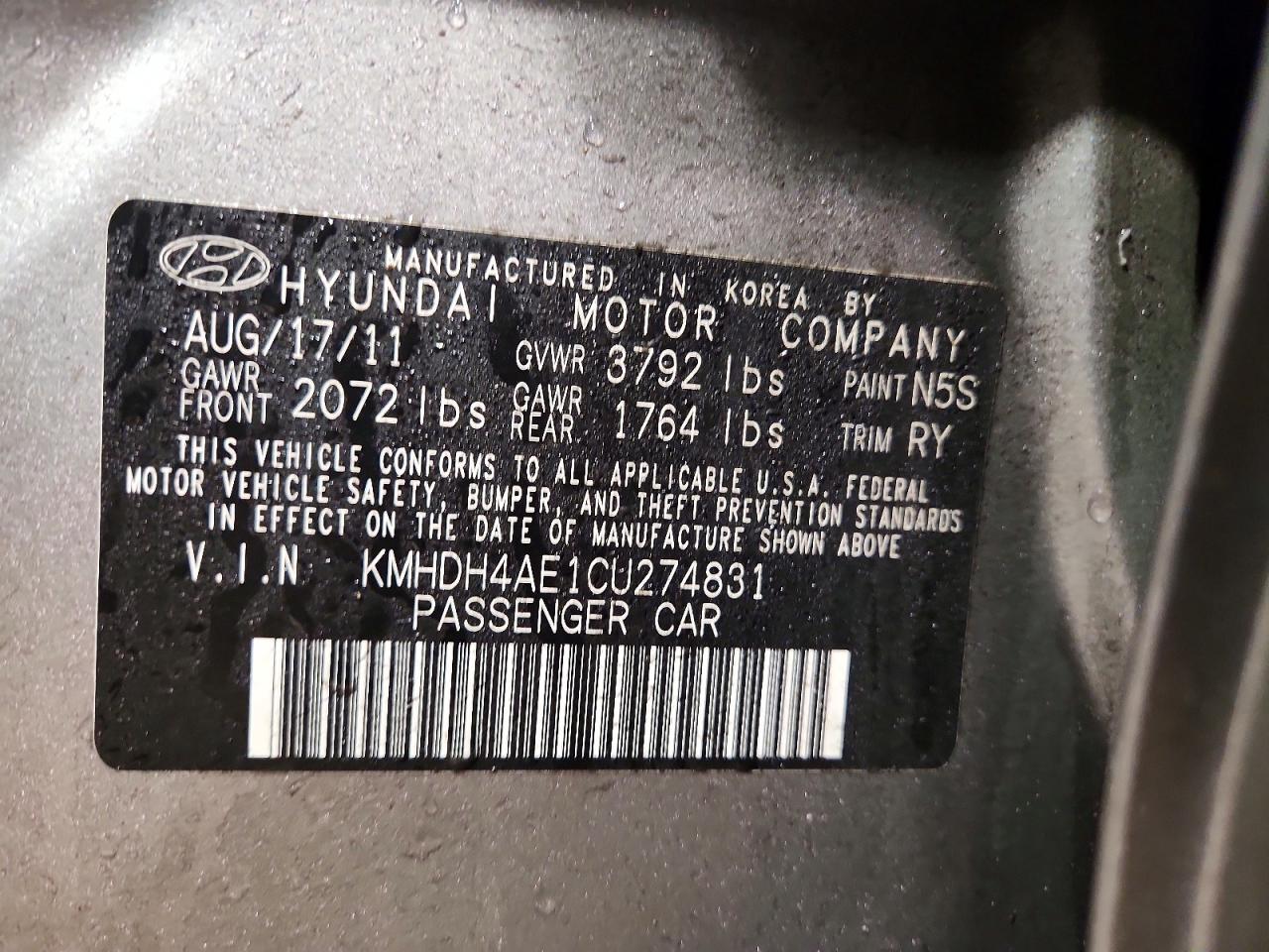 2012 HYUNDAI ELANTRA LIMITED photo 12