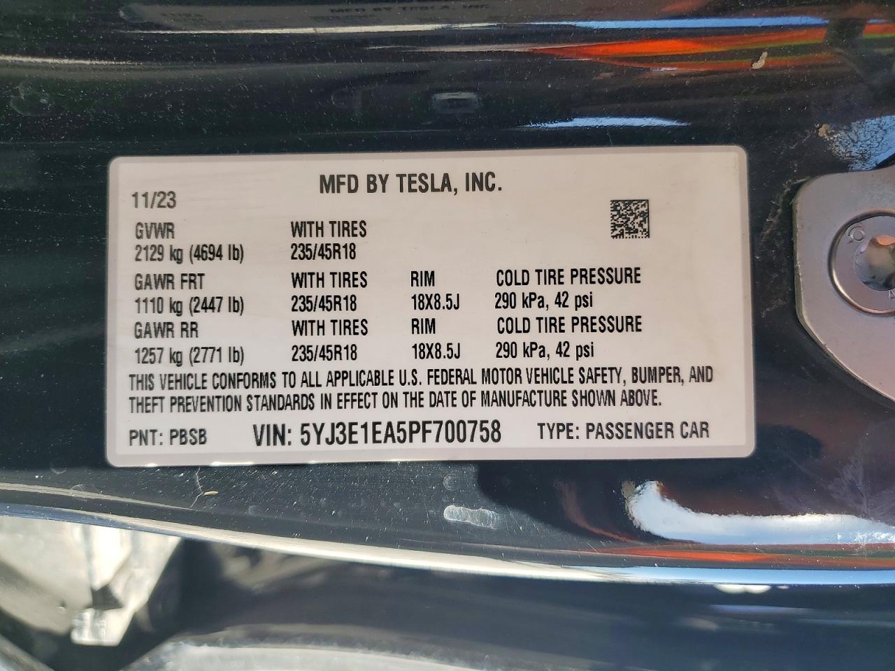 2023 TESLA MODEL 3 photo 23