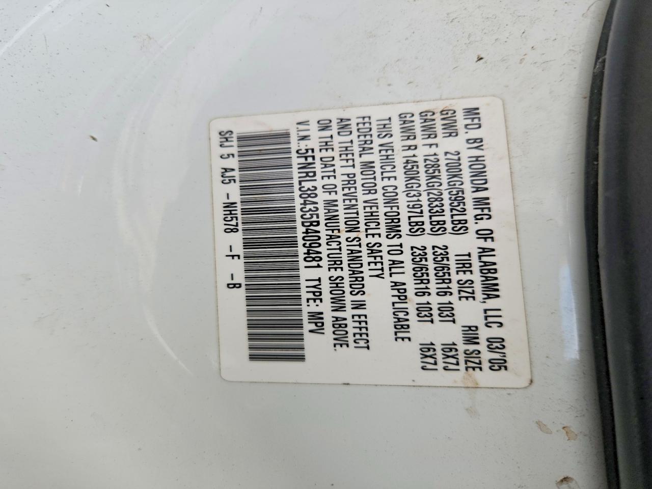 2005 HONDA ODYSSEY EX photo 27