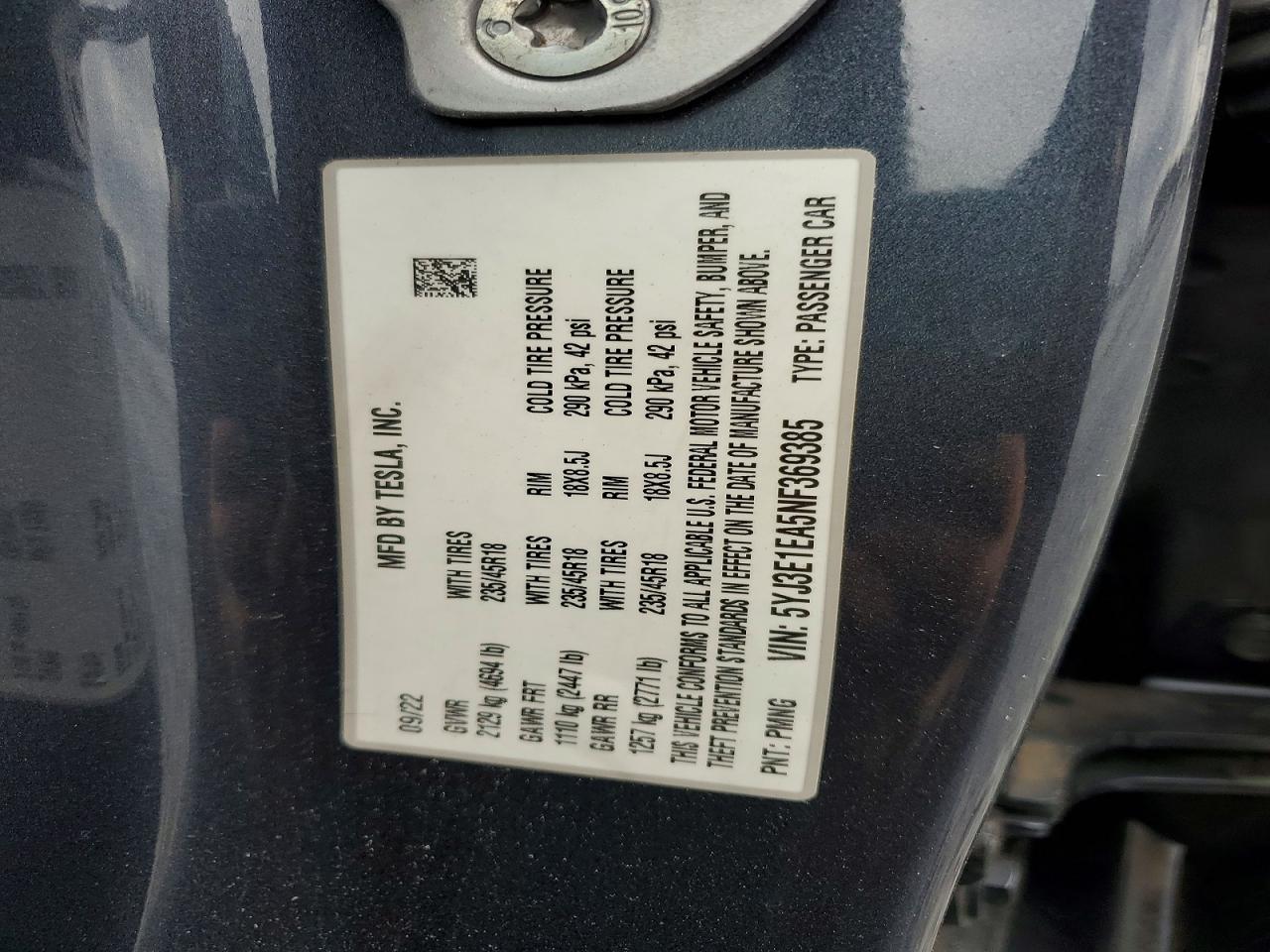2022 TESLA MODEL 3 photo 34