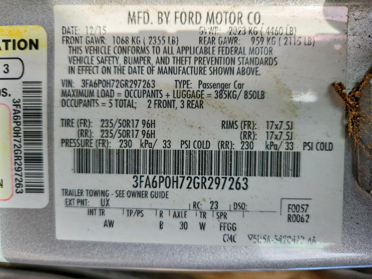 2016 FORD FUSION SE photo 13