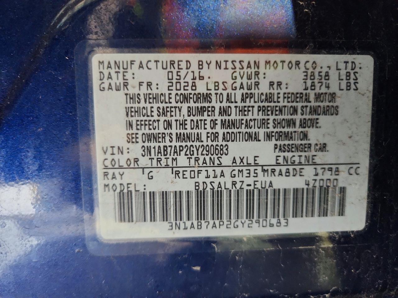 2016 NISSAN SENTRA SR photo 12