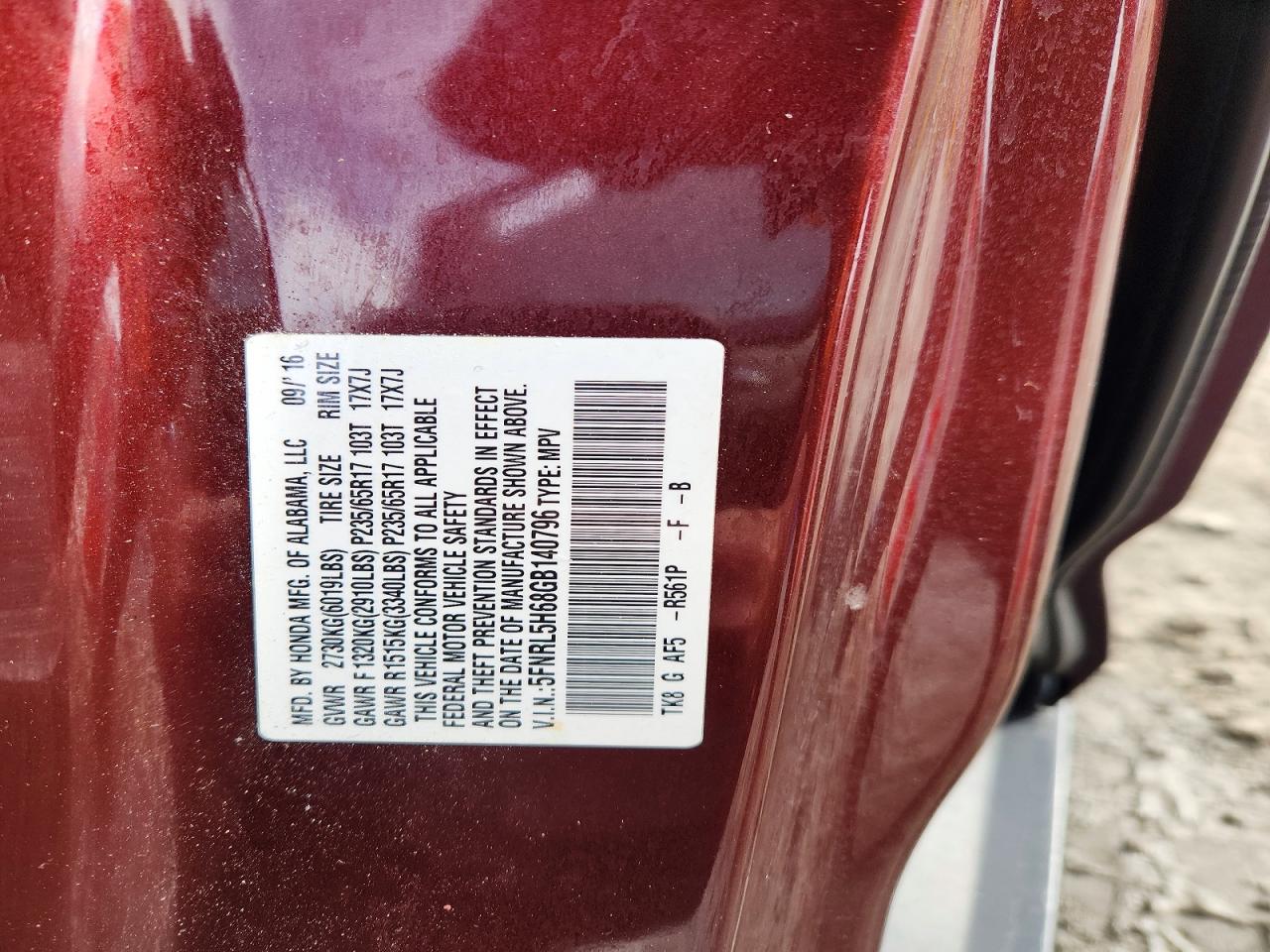 2016 HONDA ODYSSEY EXL photo 13