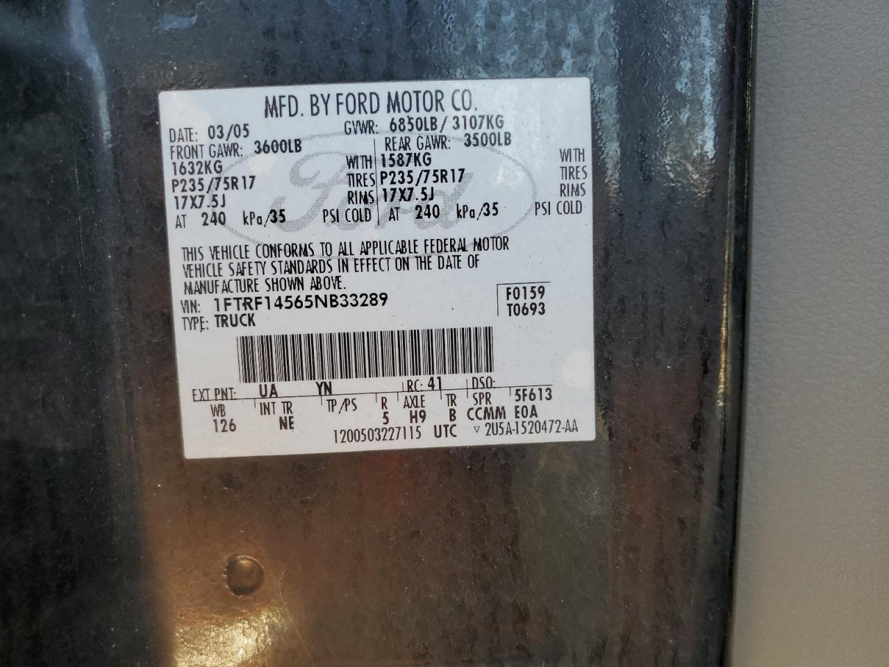 2005 FORD F150 photo 12
