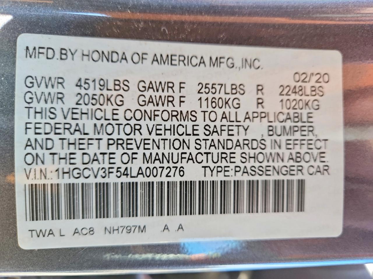 2020 HONDA ACCORD HYBRID EXL photo 12