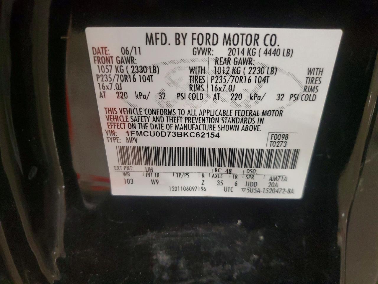 2011 FORD ESCAPE XLT photo 27