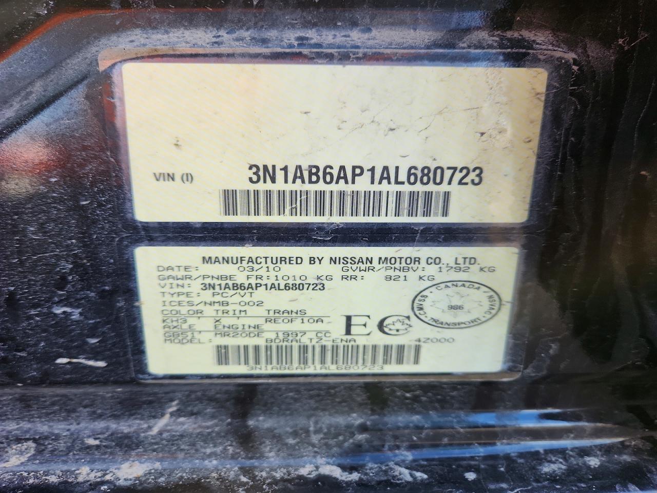 2010 NISSAN SENTRA 2.0 photo 12