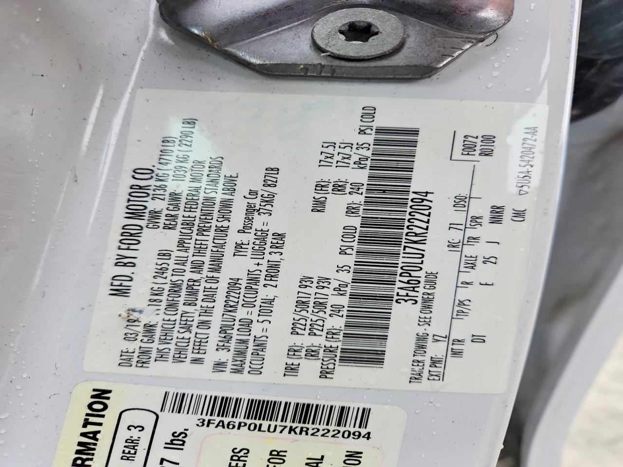 2019 FORD FUSION SE photo 23