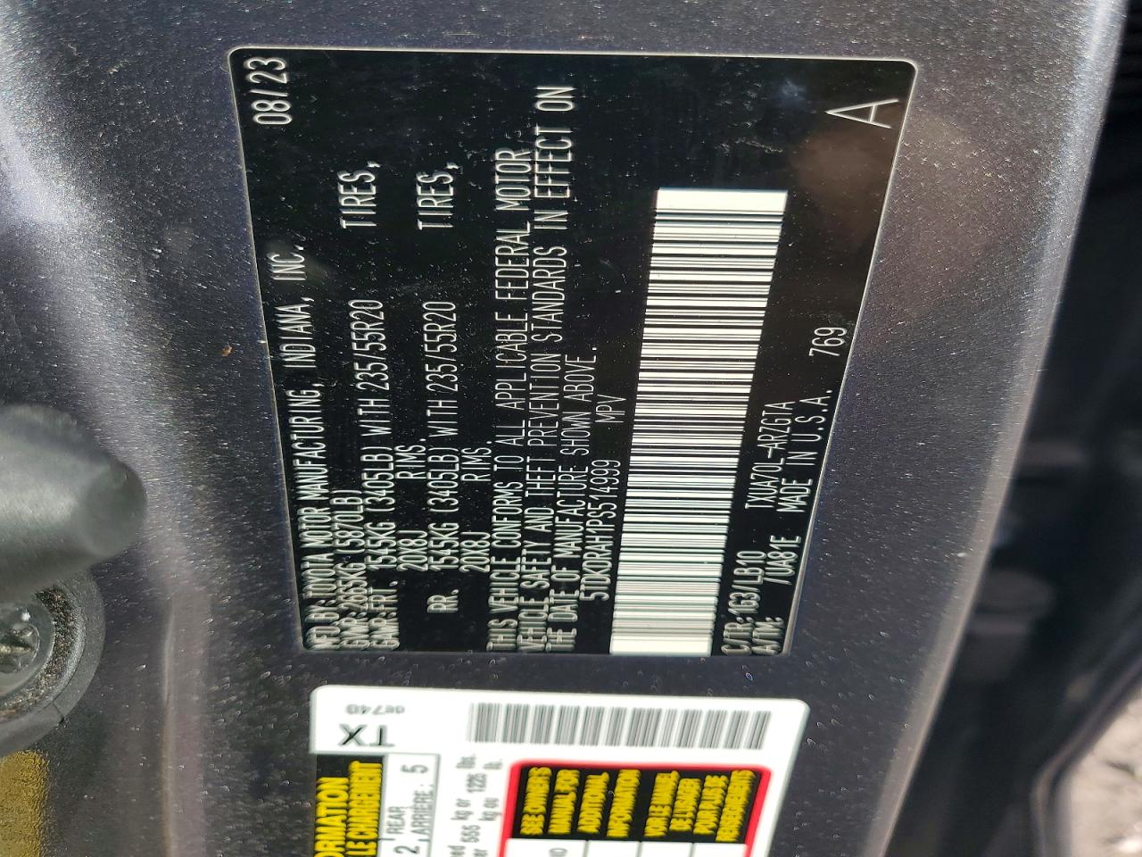 2023 TOYOTA HIGHLANDER L photo 14