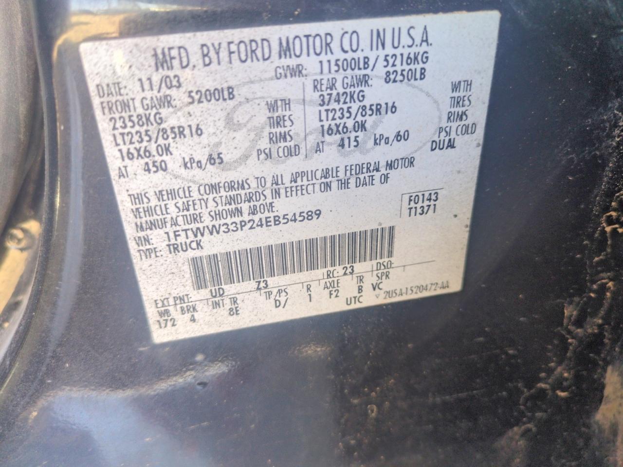 2004 FORD SUPER DUTY F-350 W/D photo 12