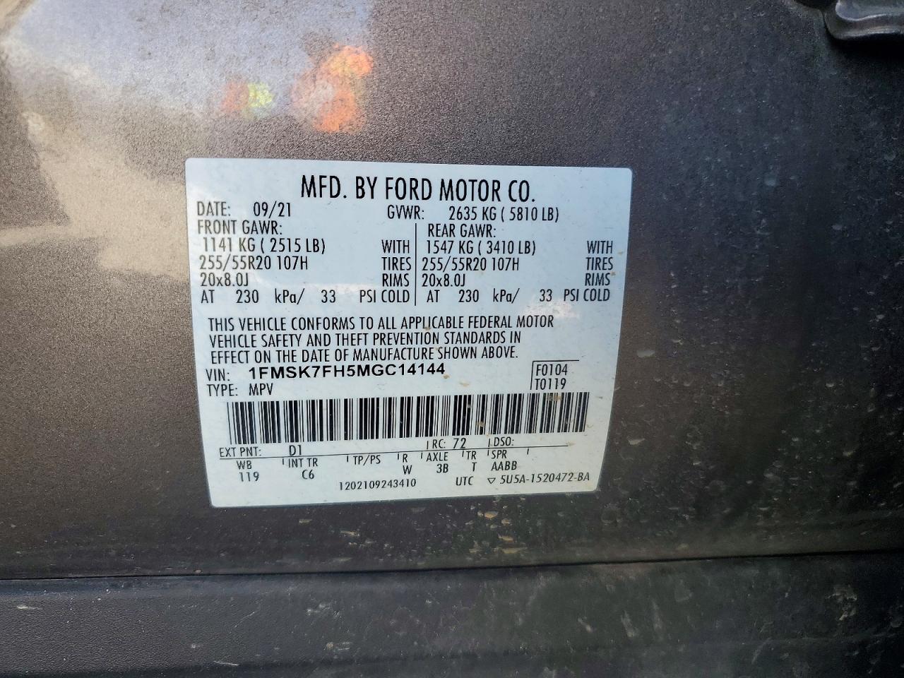 2021 FORD EXPLORER LIMITED photo 37
