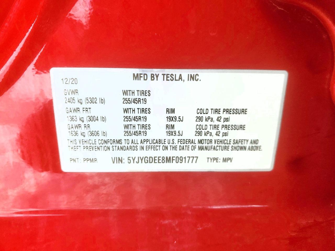 2021 TESLA MODEL Y photo 12