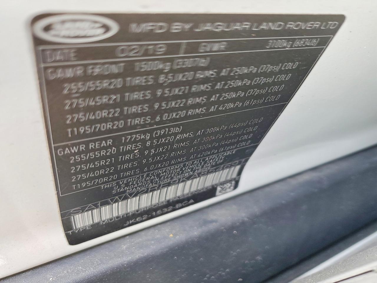 2019 LAND ROVER RANGE ROVER SPORT SUPERCHARGED AUTOBIOGRAPHY photo 40