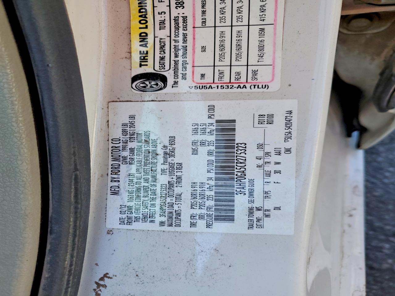 2012 FORD FUSION S photo 23