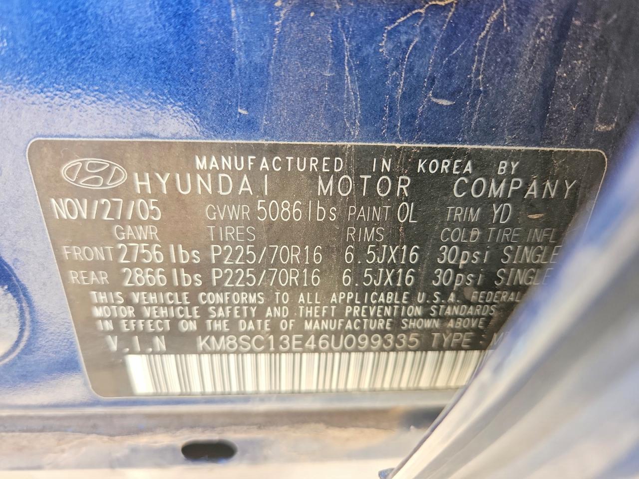 2006 HYUNDAI SANTA FE GLS photo 12
