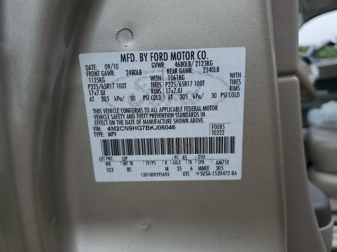 2011 MERCURY MARINER PREMIER photo 25