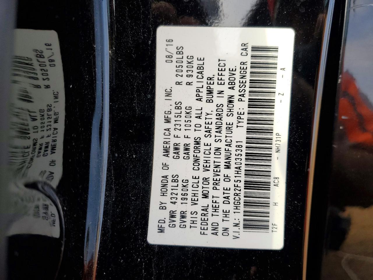 2017 HOND ACCORD SPORT photo 23