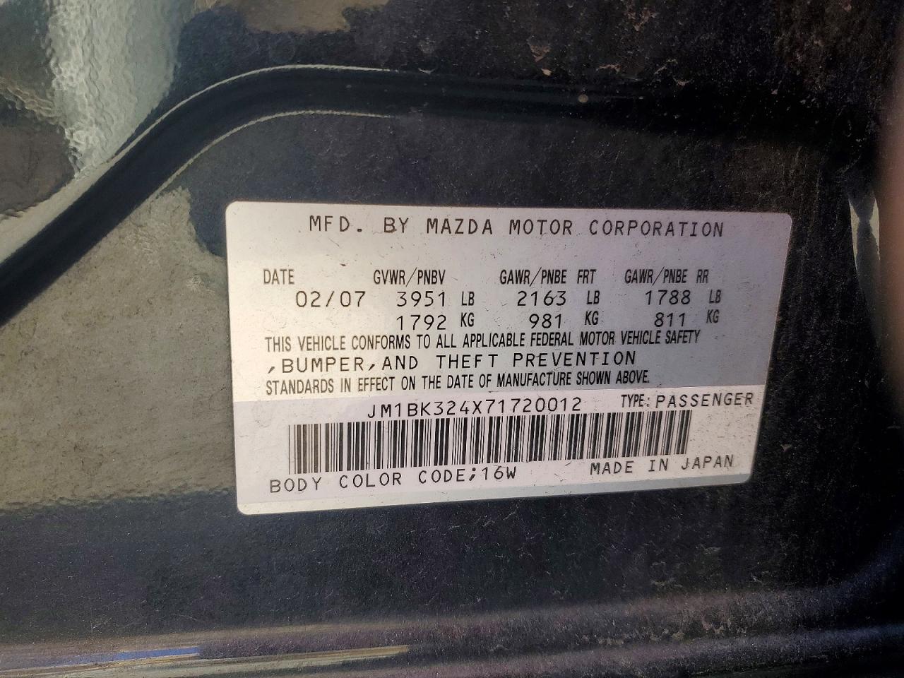 2007 MAZDA 3 S photo 12