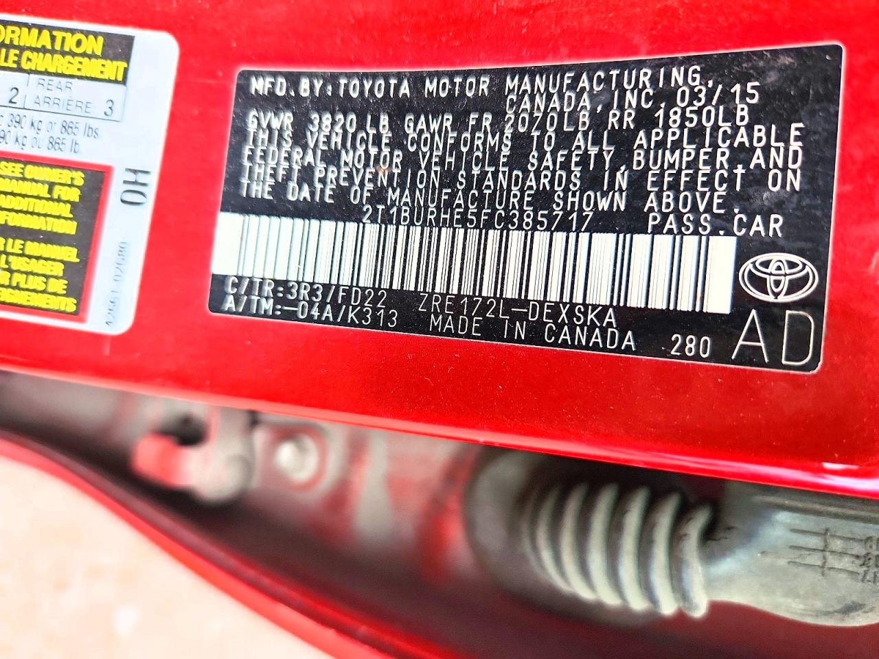 2015 TOYOTA COROLLA S PLUS photo 25