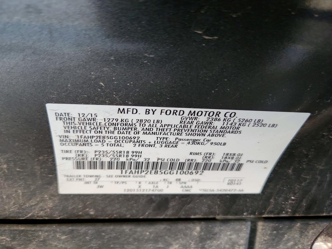 2016 FORD TAURUS SEL photo 13