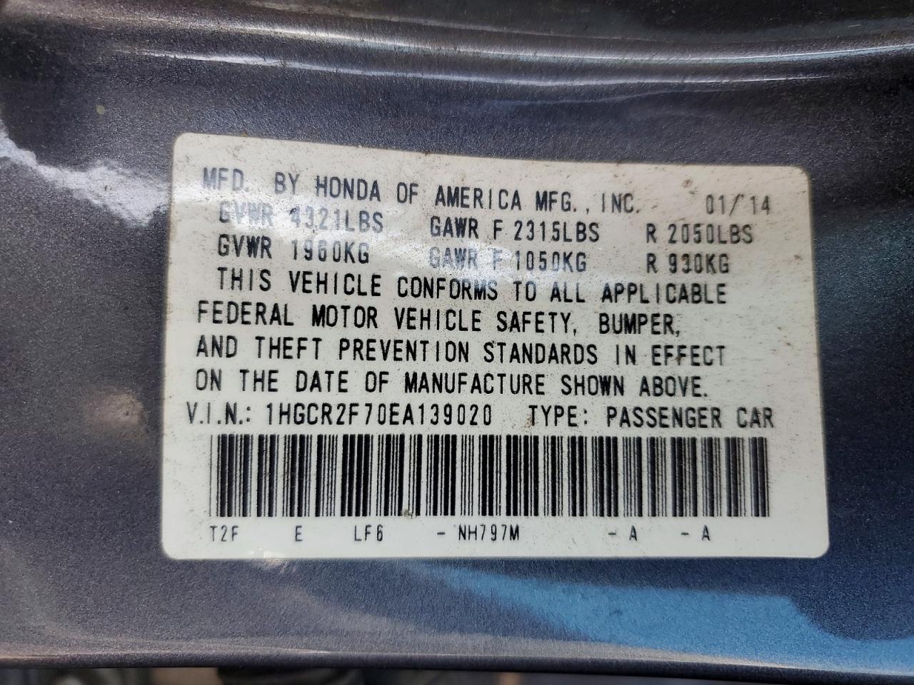 2014 HONDA ACCORD EX photo 25