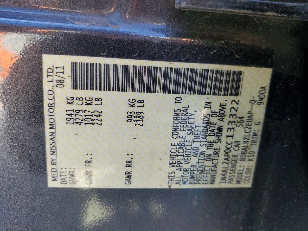 2012 NISSAN ALTIMA 2.5 photo 12
