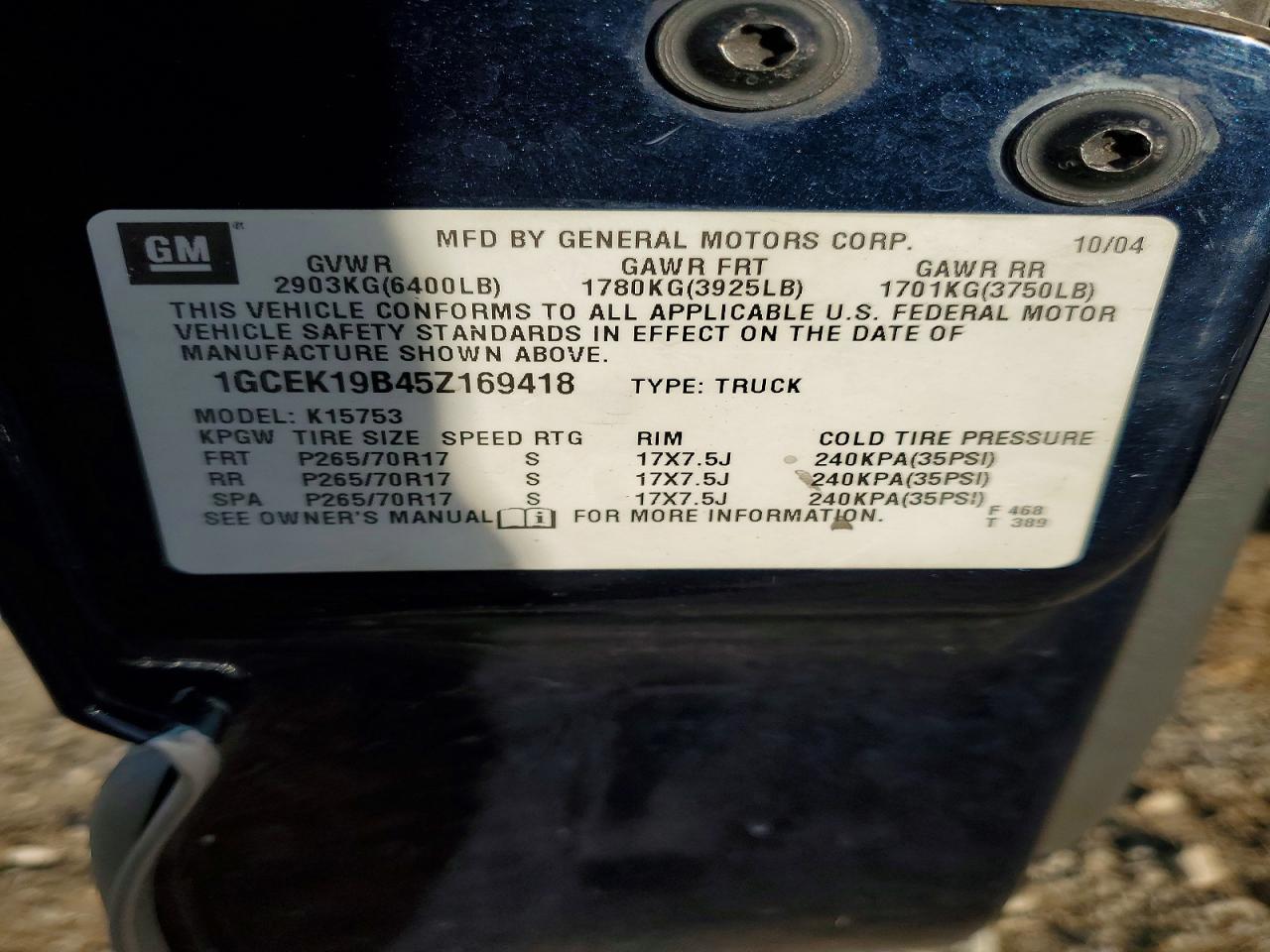 2005 CHEVROLET SILVERADO K1500 photo 12