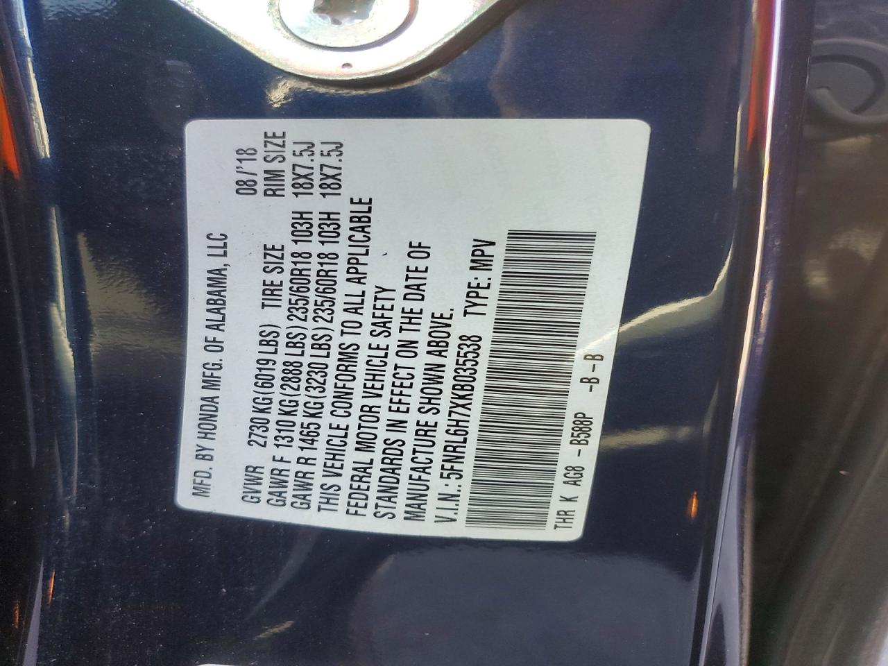 2019 HONDA ODYSSEY EXL photo 13