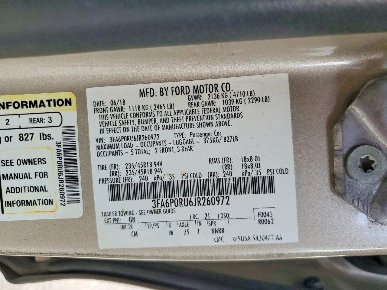 2018 FORD FUSION TITANIUM/PLATINUM HEV photo 34