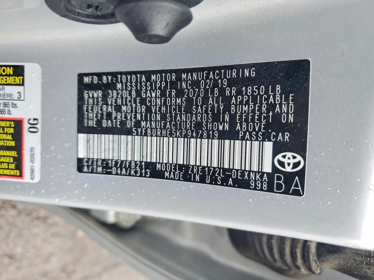 2019 TOYOTA COROLLA LE photo 34