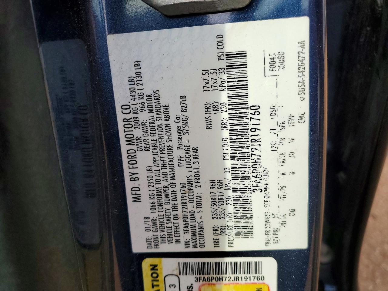 2018 FORD FUSION SE photo 25