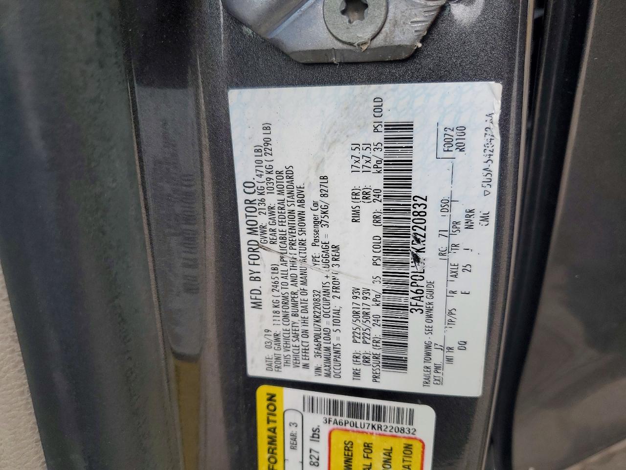2019 FORD FUSION SE photo 25