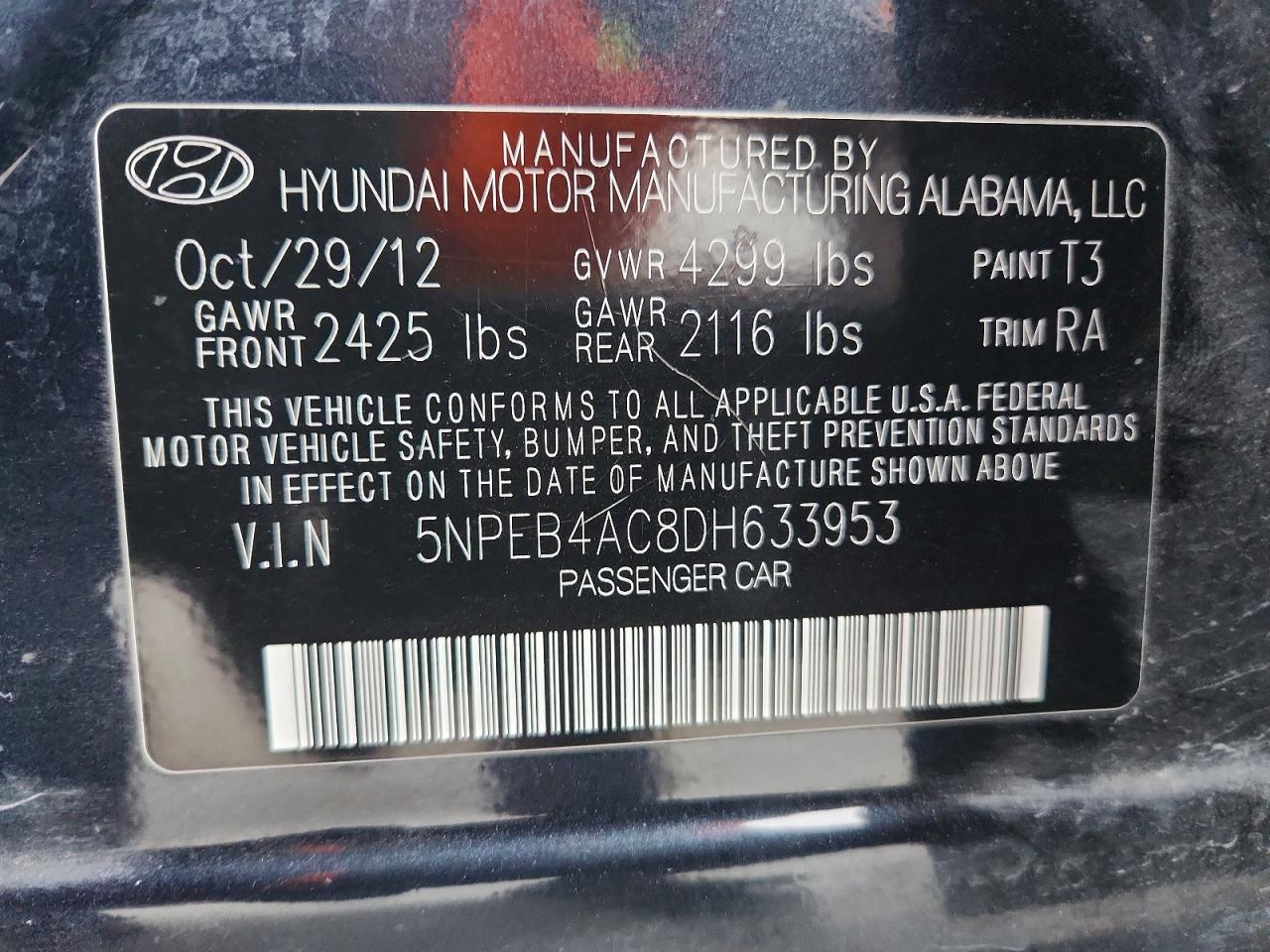 2013 HYUNDAI SONATA GLS photo 13