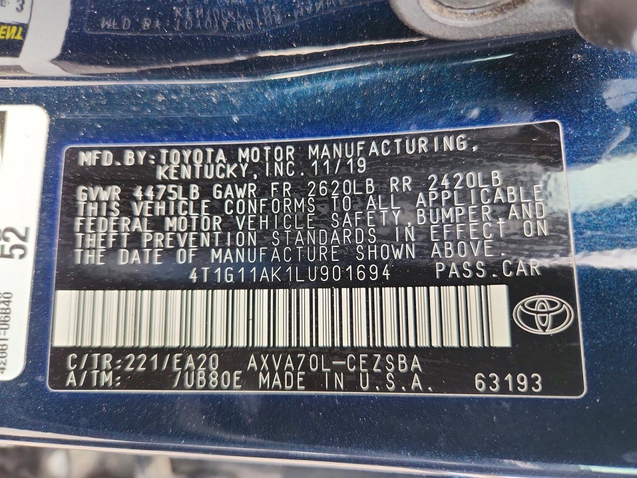 2020 TOYOTA CAMRY SE photo 12