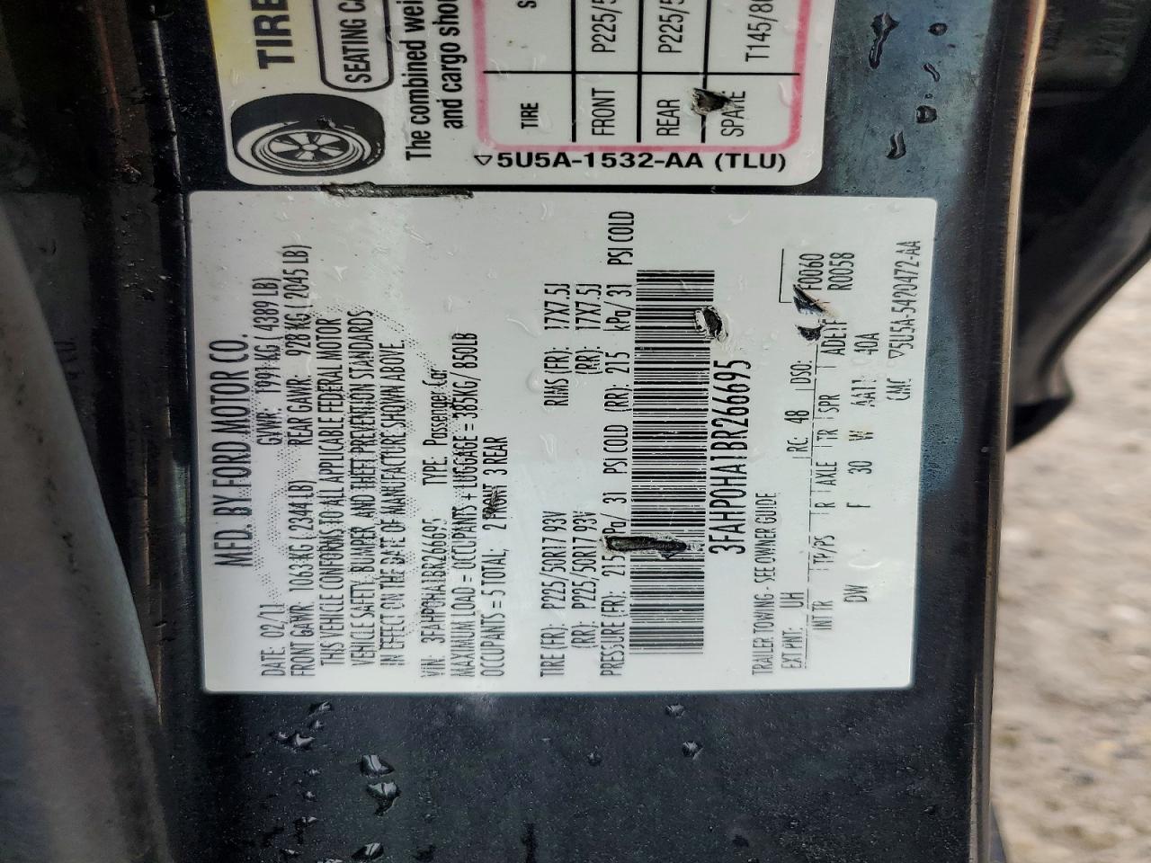2011 FORD FUSION SE photo 12