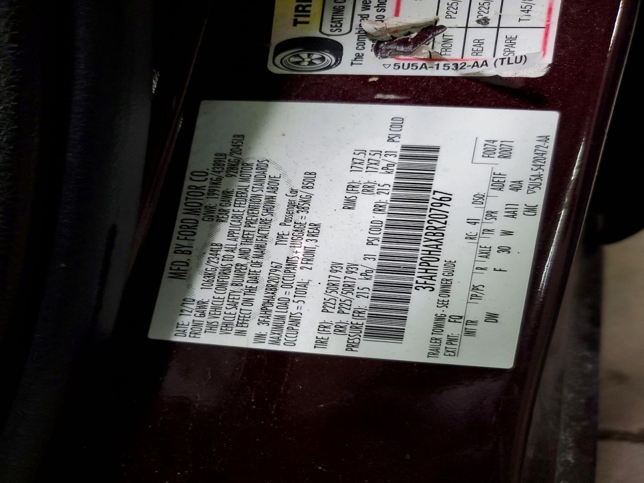 2011 FORD FUSION SE photo 23