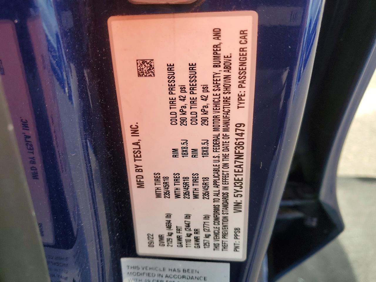 2022 TESLA MODEL 3 photo 37