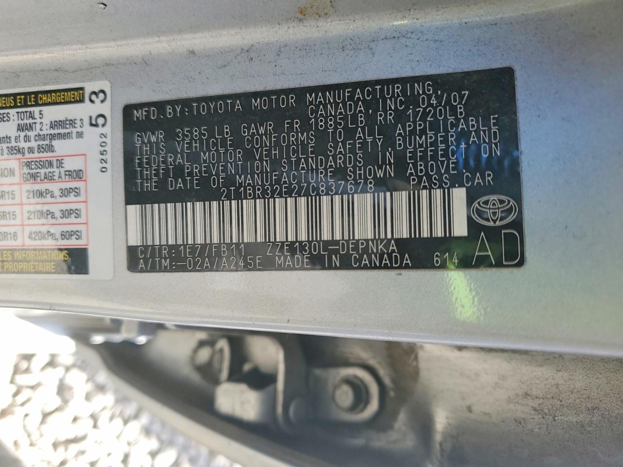 2007 TOYOTA COROLLA LE photo 13