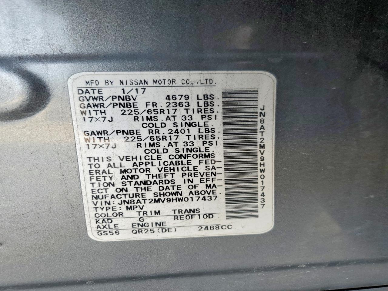 2017 NISSAN ROGUE SV photo 40