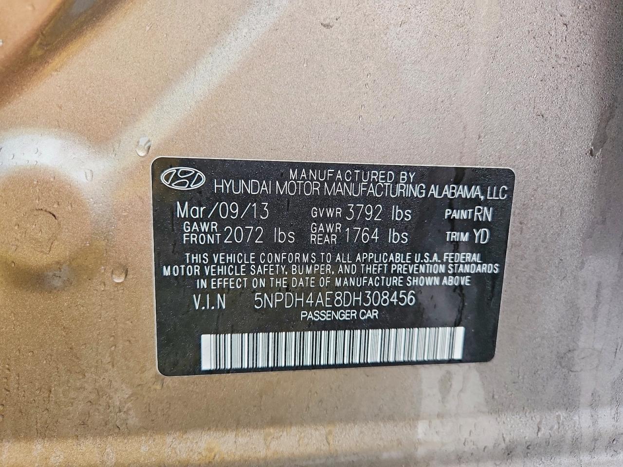 2013 HYUNDAI ELANTRA GLS photo 12