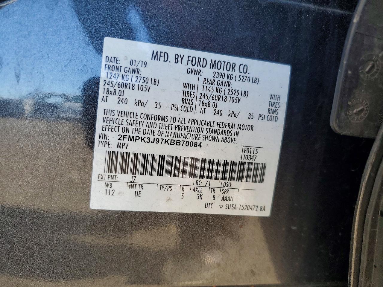 2019 FORD EDGE SEL photo 13