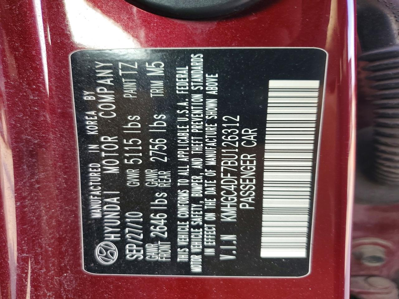 2011 HYUNDAI GENESIS 4.6L photo 23