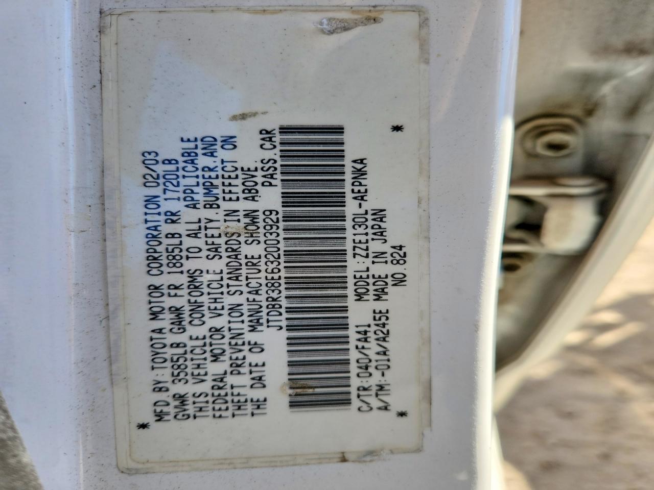 2003 TOYOTA COROLLA LE photo 34