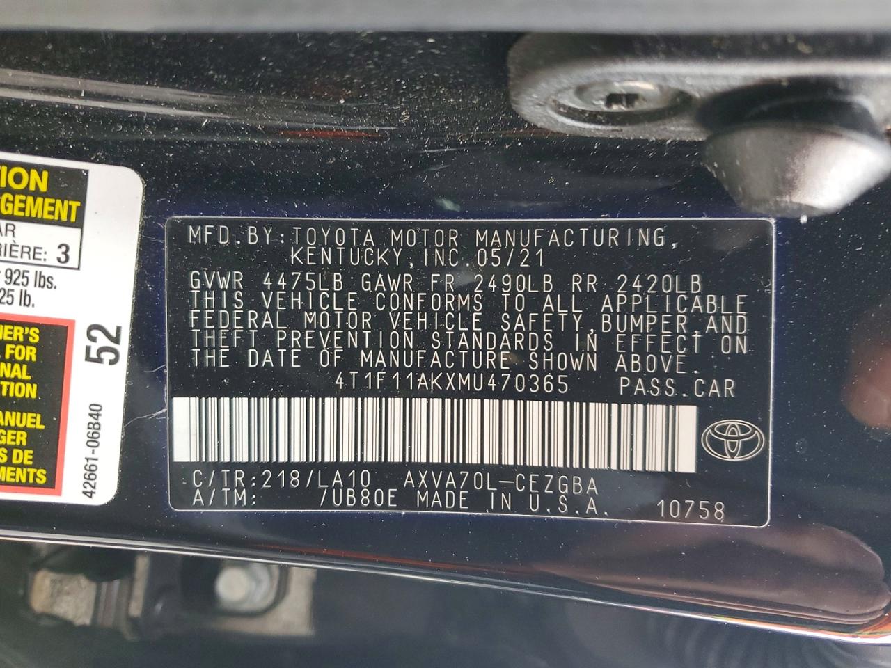 2021 TOYOTA CAMRY XLE photo 23