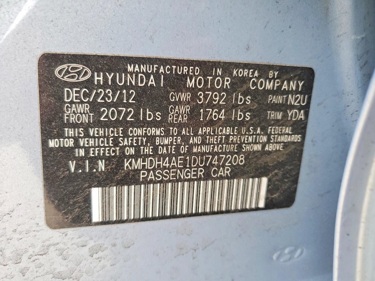 2013 HYUNDAI ELANTRA GLS photo 23