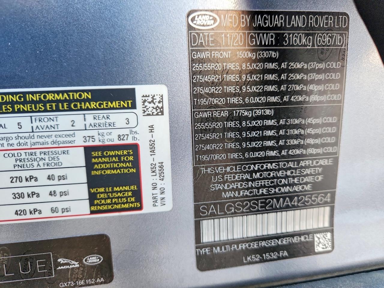 2021 LAND ROVER RANGE ROVER WESTMINSTER EDITION photo 27