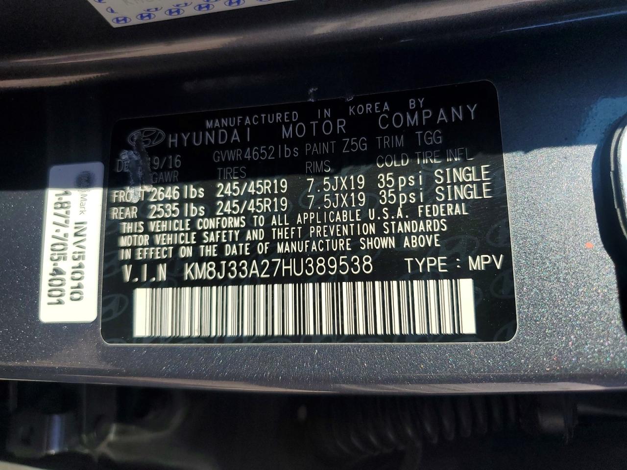 2017 HYUNDAI TUCSON photo 12
