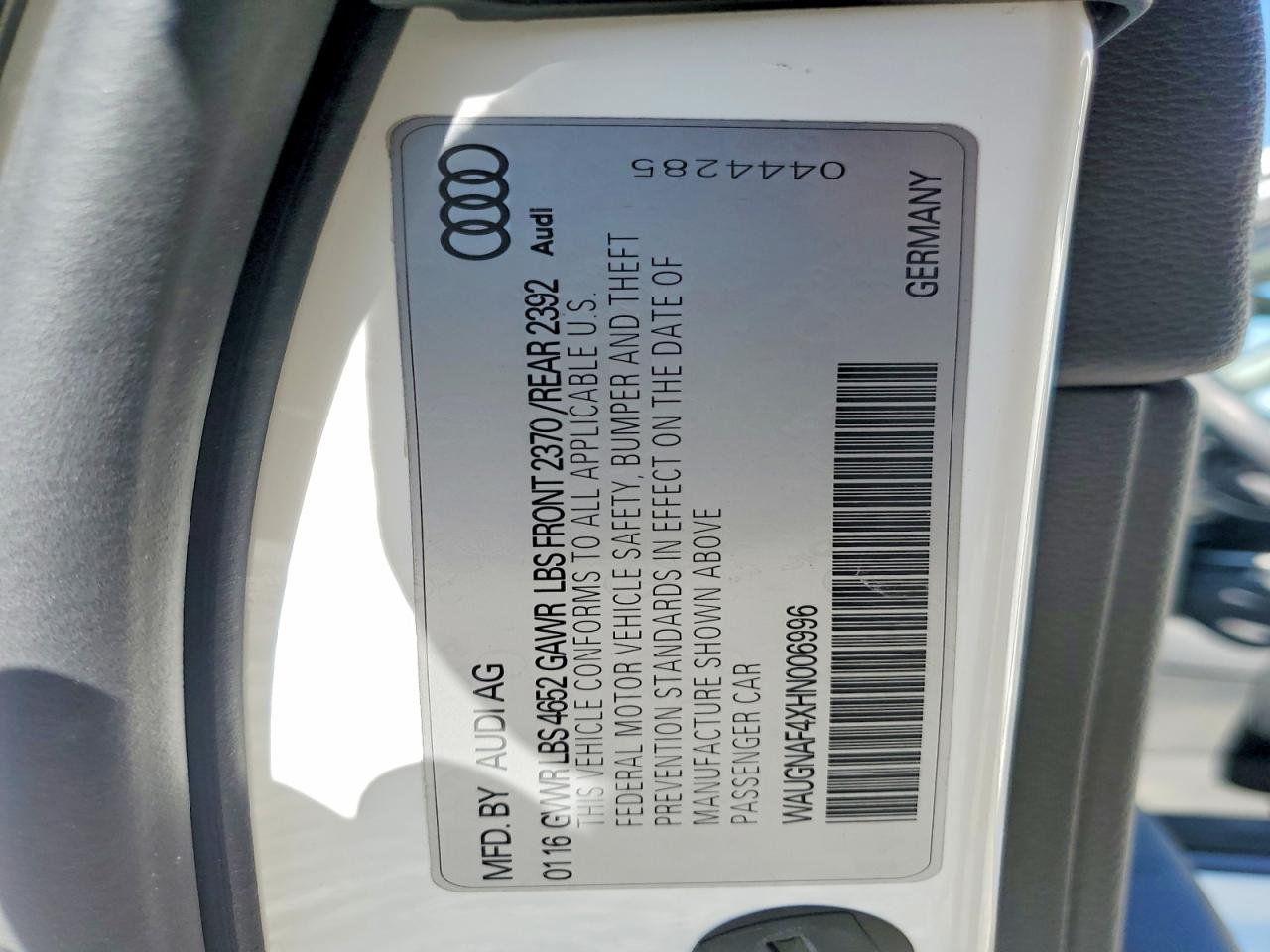 2017 AUDI A4 PREMIUM photo 12
