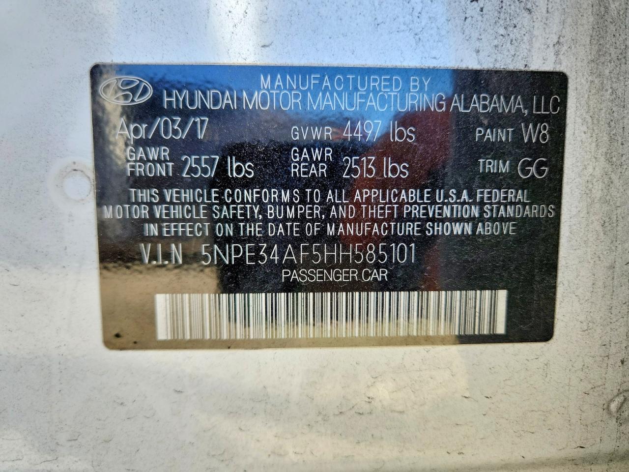 2017 HYUNDAI SONATA photo 12